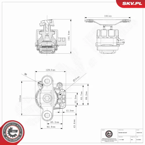 Lagerung, Motor rechts ESEN SKV 75SKV152 Bild Lagerung, Motor rechts ESEN SKV 75SKV152