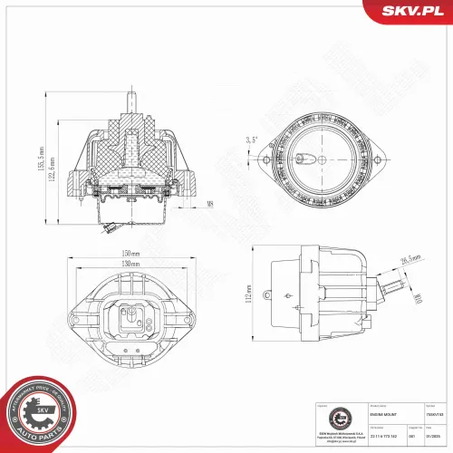 Lagerung, Motor beidseitig ESEN SKV 75SKV153 Bild Lagerung, Motor beidseitig ESEN SKV 75SKV153