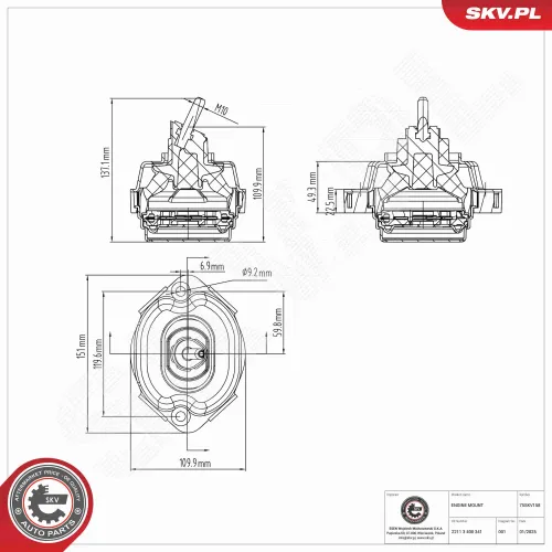 Lagerung, Motor vorne links ESEN SKV 75SKV158 Bild Lagerung, Motor vorne links ESEN SKV 75SKV158