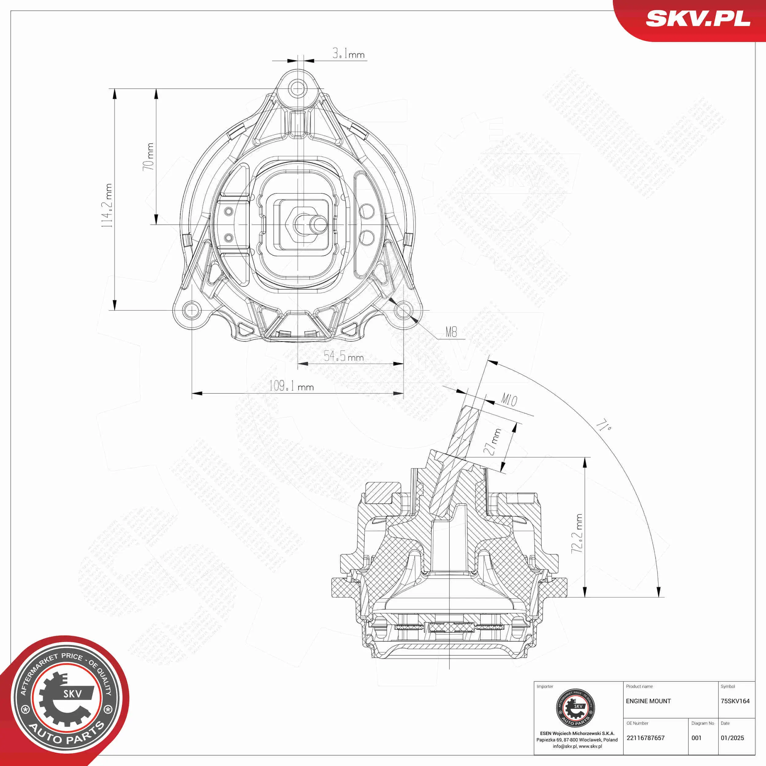 Lagerung, Motor vorne links ESEN SKV 75SKV164