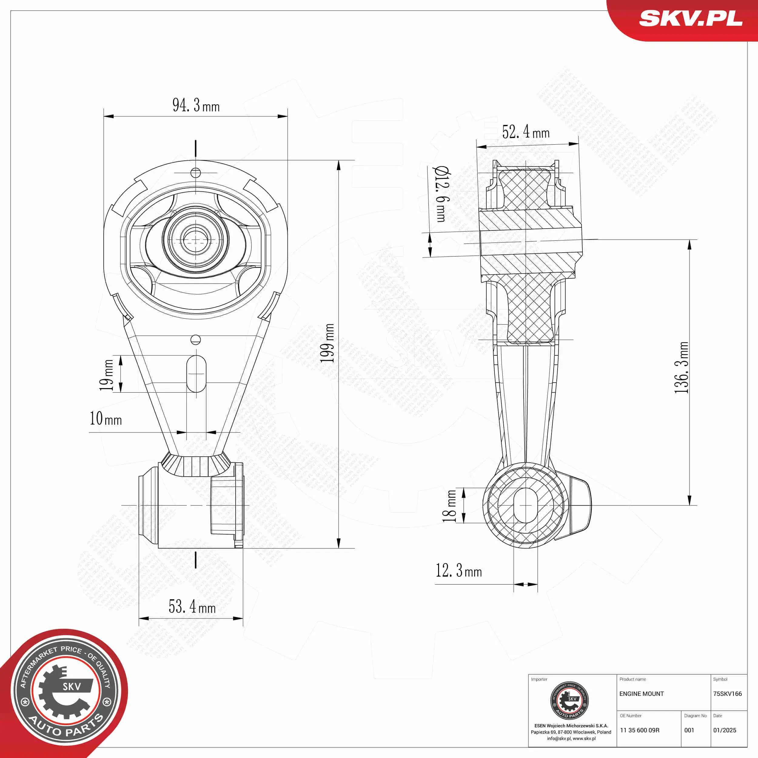 Lagerung, Motor rechts ESEN SKV 75SKV166