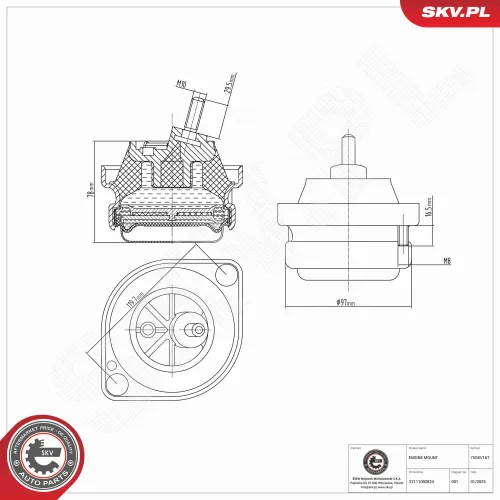 Lagerung, Motor rechts ESEN SKV 75SKV167 Bild Lagerung, Motor rechts ESEN SKV 75SKV167