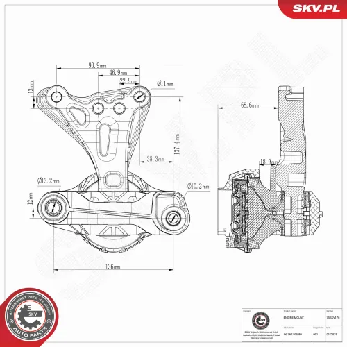 Lagerung, Motor vorne rechts ESEN SKV 75SKV176 Bild Lagerung, Motor vorne rechts ESEN SKV 75SKV176
