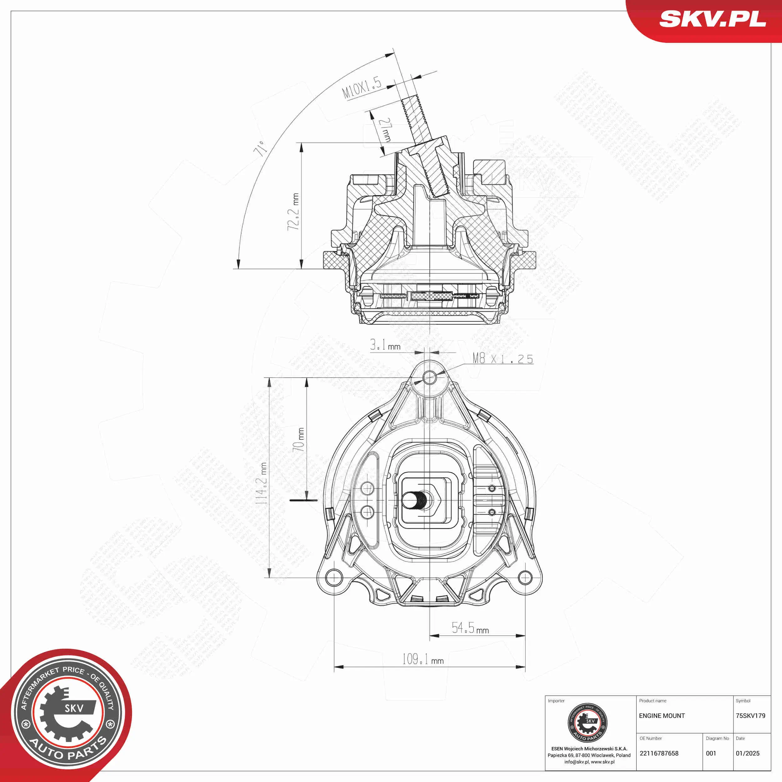 Lagerung, Motor rechts ESEN SKV 75SKV179