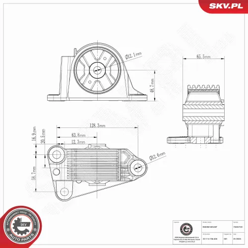 Lagerung, Motor hinten rechts ESEN SKV 75SKV181 Bild Lagerung, Motor hinten rechts ESEN SKV 75SKV181