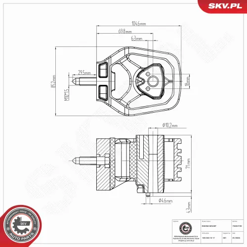 Lagerung, Motor vorne ESEN SKV 75SKV193 Bild Lagerung, Motor vorne ESEN SKV 75SKV193