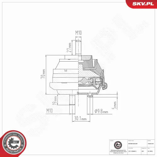 Lagerung, Motor links ESEN SKV 75SKV197 Bild Lagerung, Motor links ESEN SKV 75SKV197