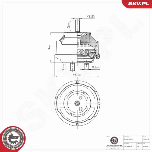 Lagerung, Motor rechts ESEN SKV 75SKV198 Bild Lagerung, Motor rechts ESEN SKV 75SKV198