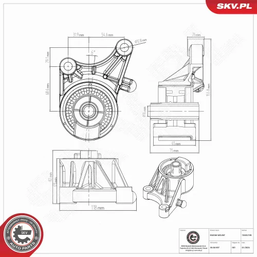 Lagerung, Motor vorne ESEN SKV 75SKV199 Bild Lagerung, Motor vorne ESEN SKV 75SKV199