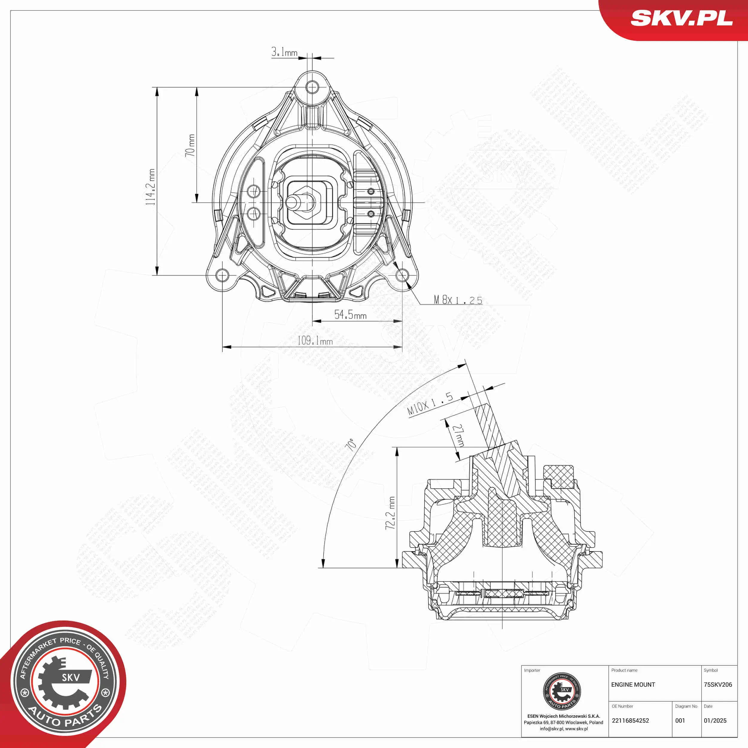 Lagerung, Motor rechts ESEN SKV 75SKV206
