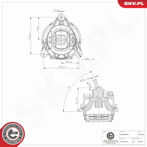 Lagerung, Motor rechts ESEN SKV 75SKV206 Bild Lagerung, Motor rechts ESEN SKV 75SKV206