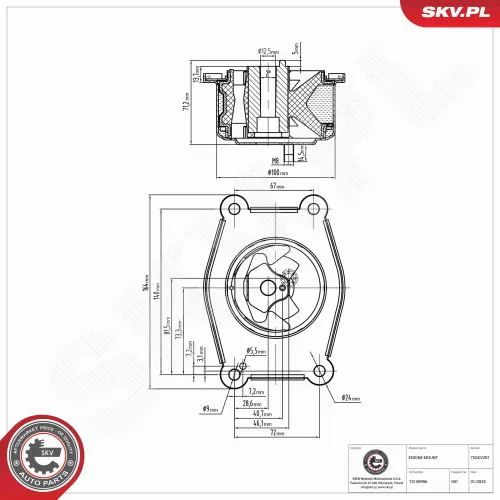 Lagerung, Motor links ESEN SKV 75SKV207 Bild Lagerung, Motor links ESEN SKV 75SKV207