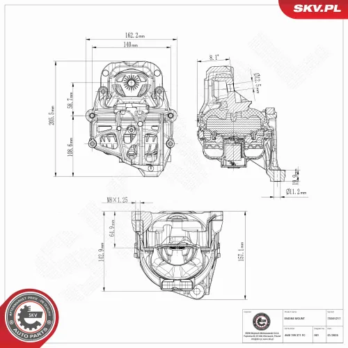 Lagerung, Motor links ESEN SKV 75SKV217 Bild Lagerung, Motor links ESEN SKV 75SKV217