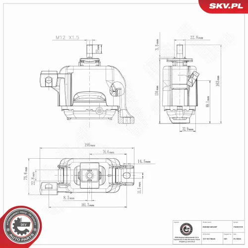 Lagerung, Motor rechts ESEN SKV 75SKV219 Bild Lagerung, Motor rechts ESEN SKV 75SKV219
