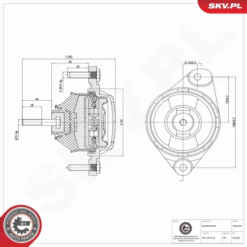 Lagerung, Motor links ESEN SKV 75SKV224 Bild Lagerung, Motor links ESEN SKV 75SKV224