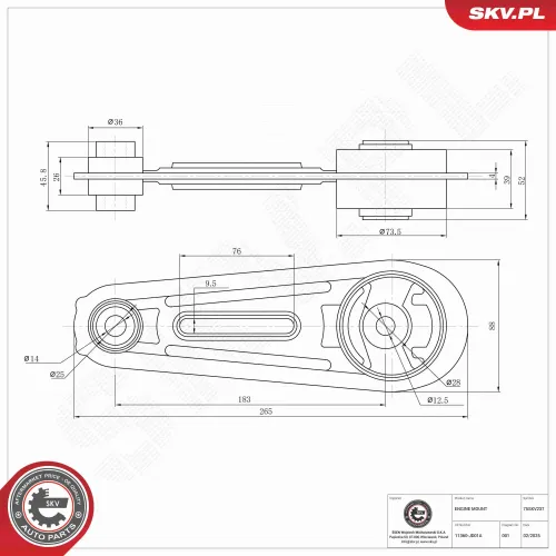 Lagerung, Motor links ESEN SKV 75SKV237 Bild Lagerung, Motor links ESEN SKV 75SKV237