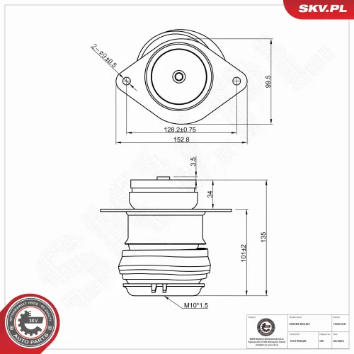 Lagerung, Motor hinten rechts ESEN SKV 75SKV241 Bild Lagerung, Motor hinten rechts ESEN SKV 75SKV241