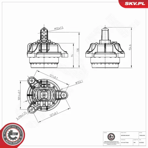 Lagerung, Motor links ESEN SKV 75SKV249 Bild Lagerung, Motor links ESEN SKV 75SKV249