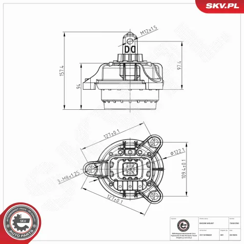 Lagerung, Motor rechts ESEN SKV 75SKV250 Bild Lagerung, Motor rechts ESEN SKV 75SKV250