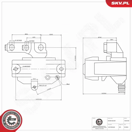 Lagerung, Motor rechts ESEN SKV 75SKV253 Bild Lagerung, Motor rechts ESEN SKV 75SKV253