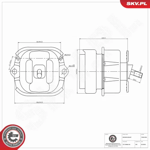 Lagerung, Motor rechts ESEN SKV 75SKV255 Bild Lagerung, Motor rechts ESEN SKV 75SKV255