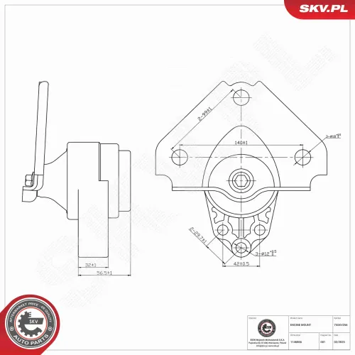 Lagerung, Motor rechts ESEN SKV 75SKV256 Bild Lagerung, Motor rechts ESEN SKV 75SKV256