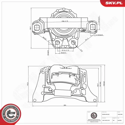 Lagerung, Motor rechts ESEN SKV 75SKV258 Bild Lagerung, Motor rechts ESEN SKV 75SKV258