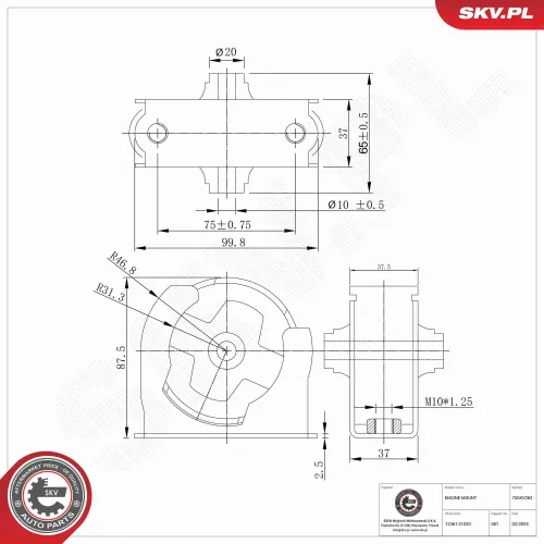 Lagerung, Motor vorne links ESEN SKV 75SKV262 Bild Lagerung, Motor vorne links ESEN SKV 75SKV262