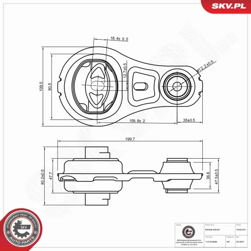 Lagerung, Motor hinten ESEN SKV 75SKV275 Bild Lagerung, Motor hinten ESEN SKV 75SKV275