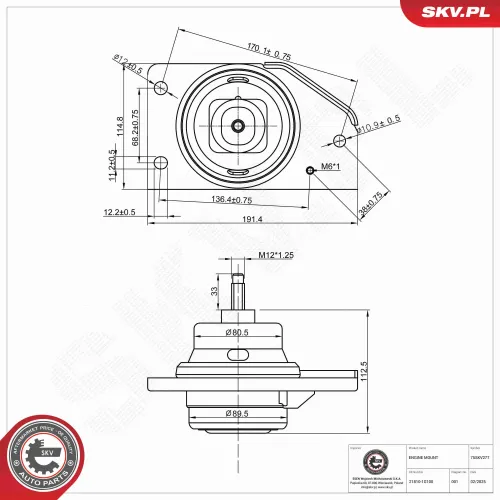 Lagerung, Motor rechts ESEN SKV 75SKV277 Bild Lagerung, Motor rechts ESEN SKV 75SKV277