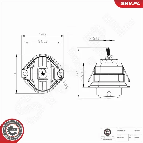 Lagerung, Motor links ESEN SKV 75SKV287 Bild Lagerung, Motor links ESEN SKV 75SKV287