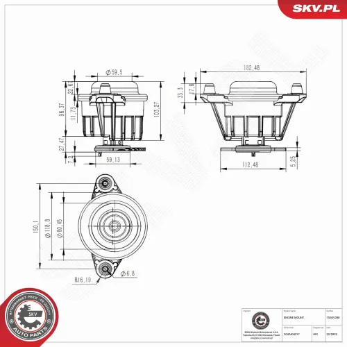 Lagerung, Motor beidseitig ESEN SKV 75SKV288 Bild Lagerung, Motor beidseitig ESEN SKV 75SKV288