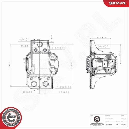 Lagerung, Motor vorne rechts ESEN SKV 75SKV291 Bild Lagerung, Motor vorne rechts ESEN SKV 75SKV291