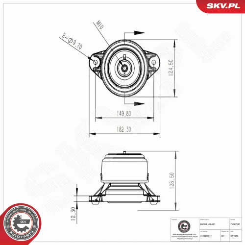 Lagerung, Motor vorne links ESEN SKV 75SKV297 Bild Lagerung, Motor vorne links ESEN SKV 75SKV297