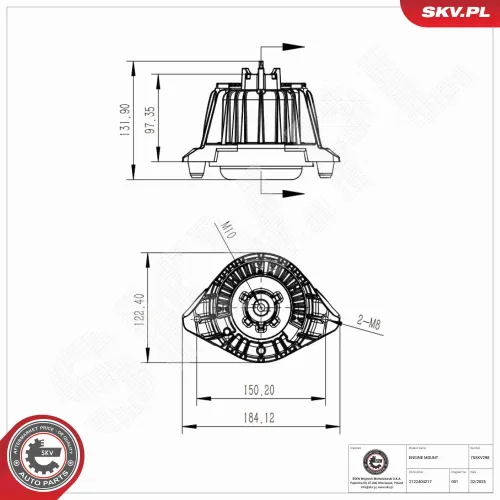 Lagerung, Motor beidseitig ESEN SKV 75SKV298 Bild Lagerung, Motor beidseitig ESEN SKV 75SKV298