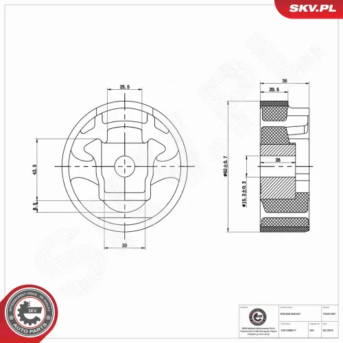 Lagerung, Motor oben ESEN SKV 75SKV307 Bild Lagerung, Motor oben ESEN SKV 75SKV307