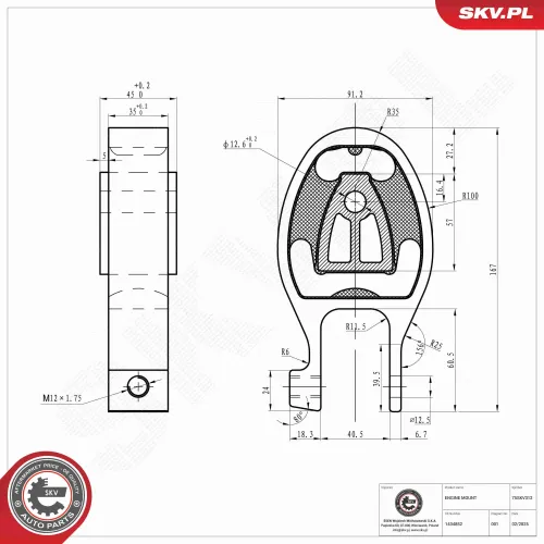 Lagerung, Motor unten ESEN SKV 75SKV312 Bild Lagerung, Motor unten ESEN SKV 75SKV312
