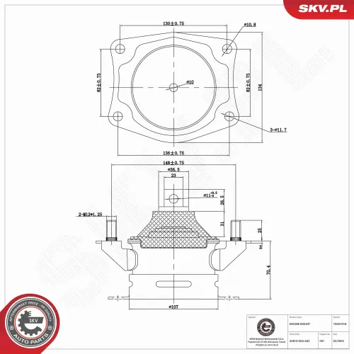 Lagerung, Motor hinten ESEN SKV 75SKV318 Bild Lagerung, Motor hinten ESEN SKV 75SKV318