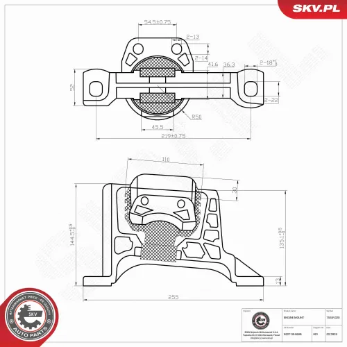 Lagerung, Motor rechts ESEN SKV 75SKV320 Bild Lagerung, Motor rechts ESEN SKV 75SKV320