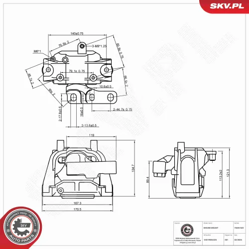 Lagerung, Motor rechts ESEN SKV 75SKV322 Bild Lagerung, Motor rechts ESEN SKV 75SKV322