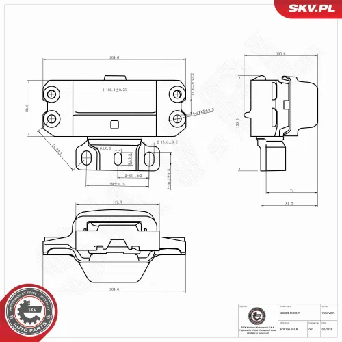 Lagerung, Motor links ESEN SKV 75SKV329 Bild Lagerung, Motor links ESEN SKV 75SKV329
