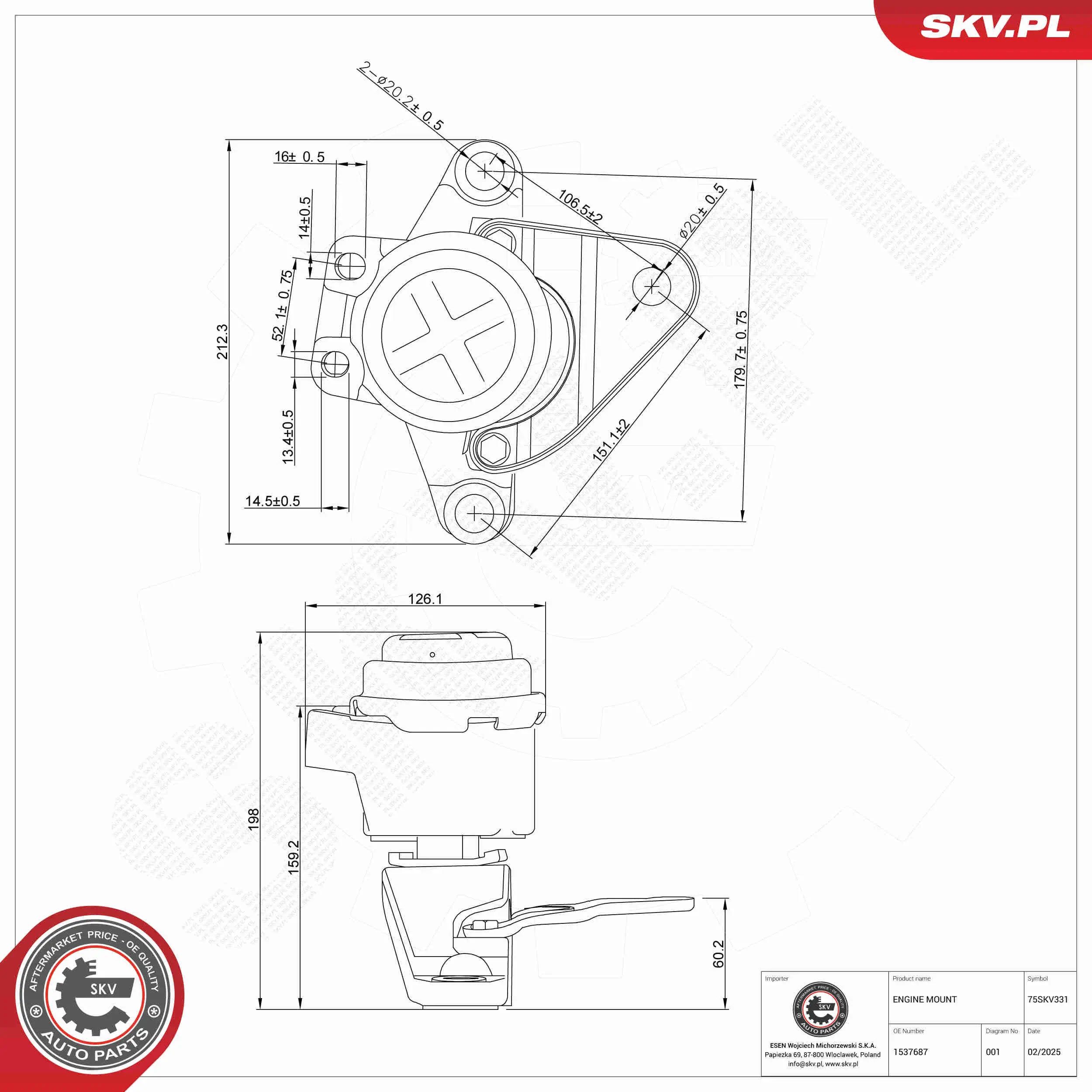 Lagerung, Motor vorne ESEN SKV 75SKV331