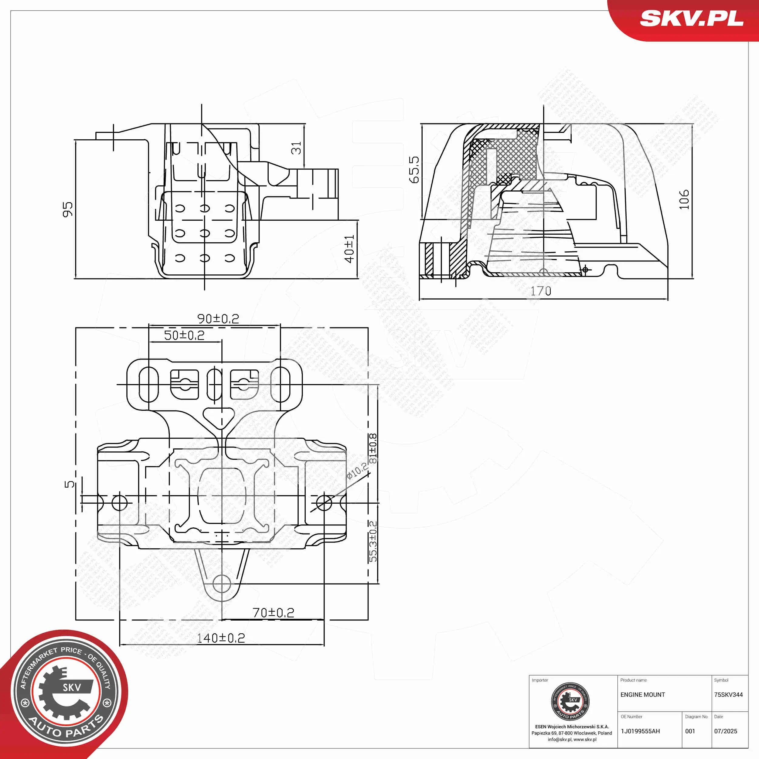 Lagerung, Motor vorne links ESEN SKV 75SKV344