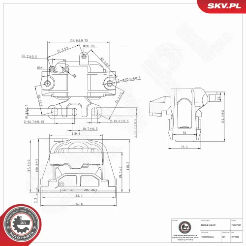 Lagerung, Motor rechts ESEN SKV 75SKV347 Bild Lagerung, Motor rechts ESEN SKV 75SKV347