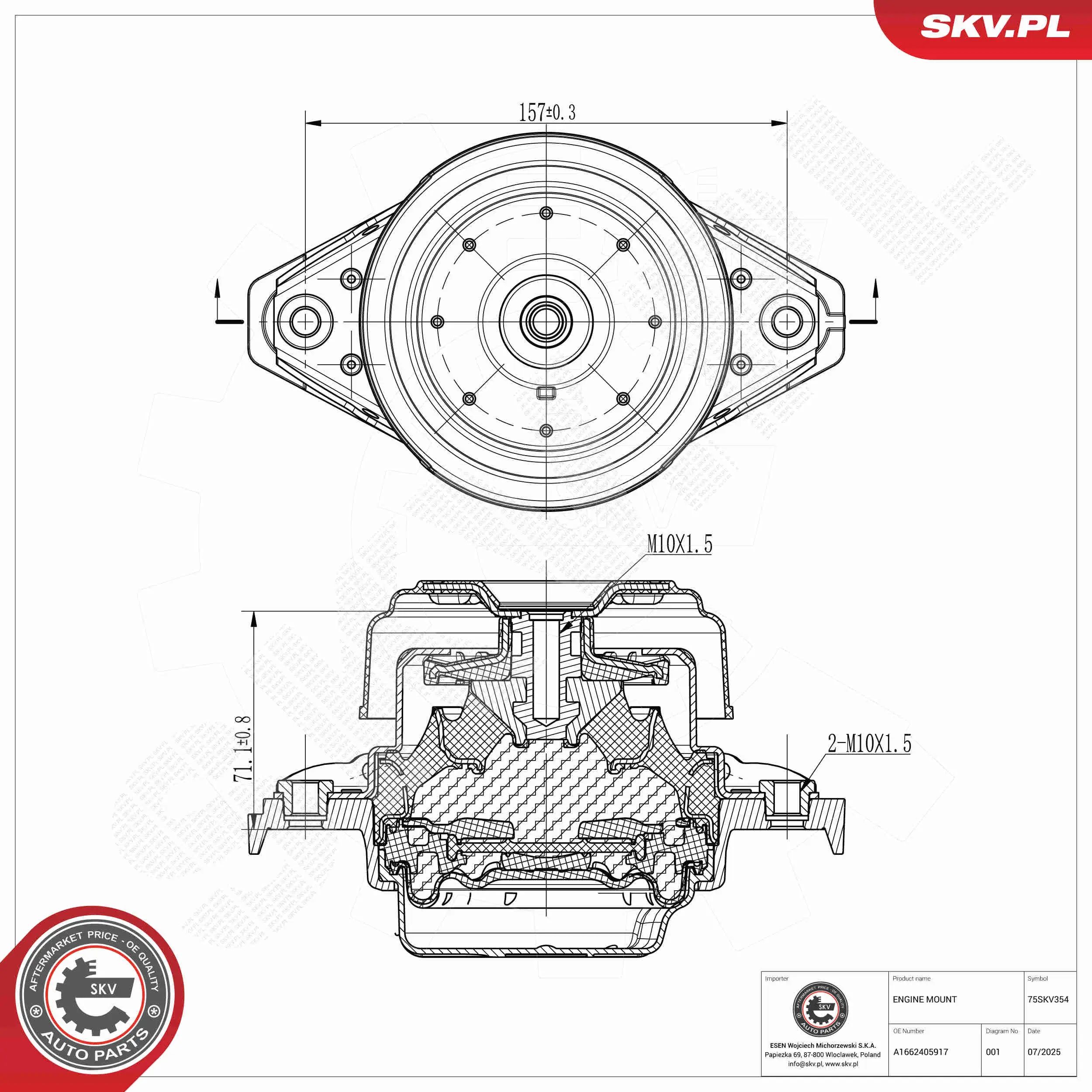 Lagerung, Motor rechts ESEN SKV 75SKV354