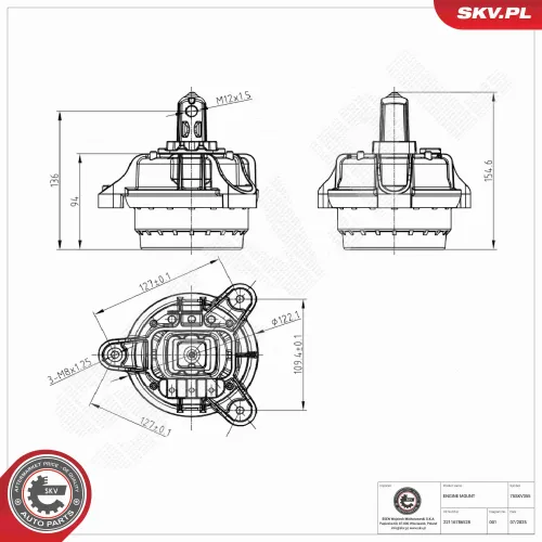 Lagerung, Motor rechts ESEN SKV 75SKV355 Bild Lagerung, Motor rechts ESEN SKV 75SKV355