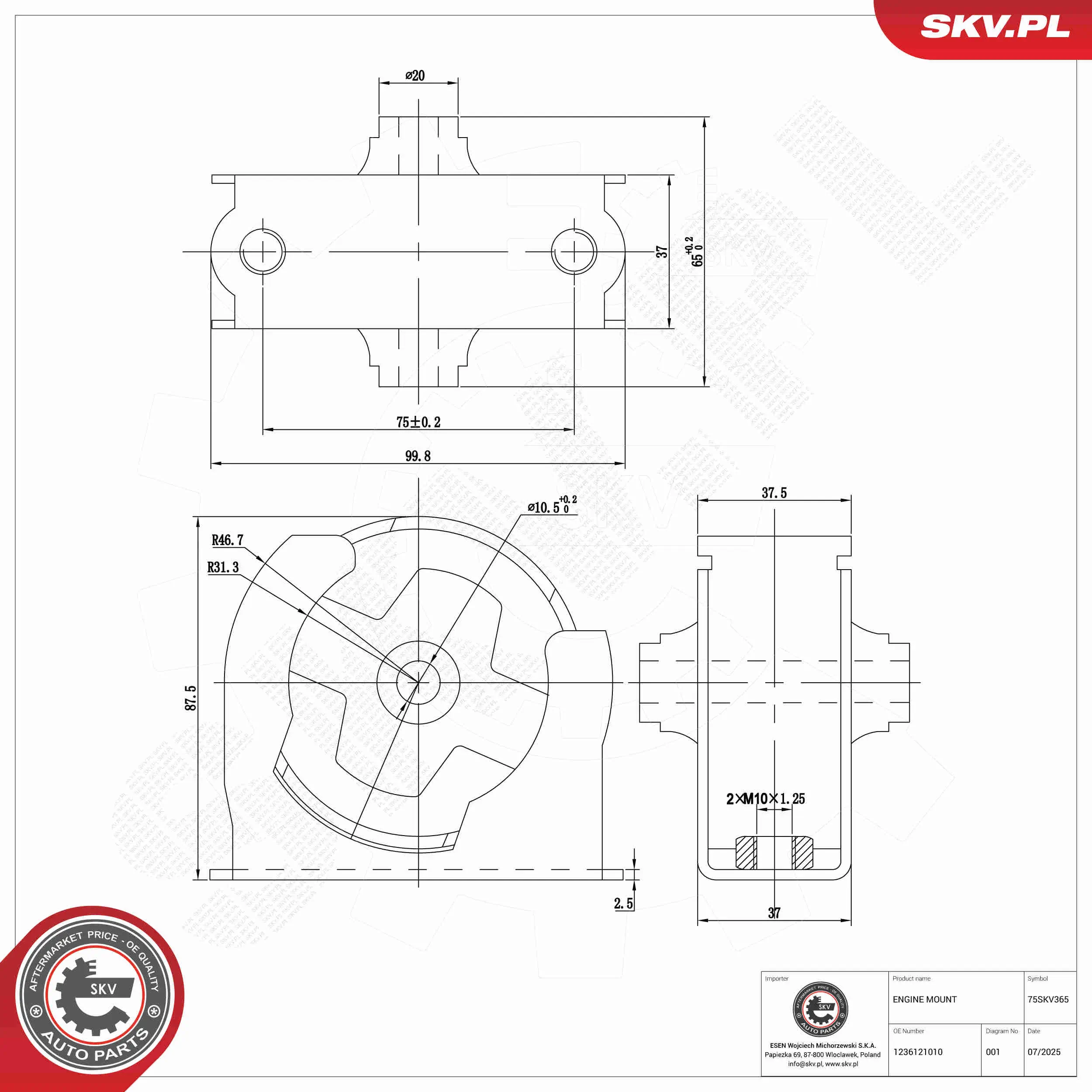 Lagerung, Motor vorne ESEN SKV 75SKV365