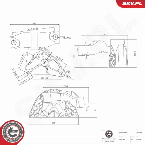 Lagerung, Motor rechts ESEN SKV 75SKV369 Bild Lagerung, Motor rechts ESEN SKV 75SKV369
