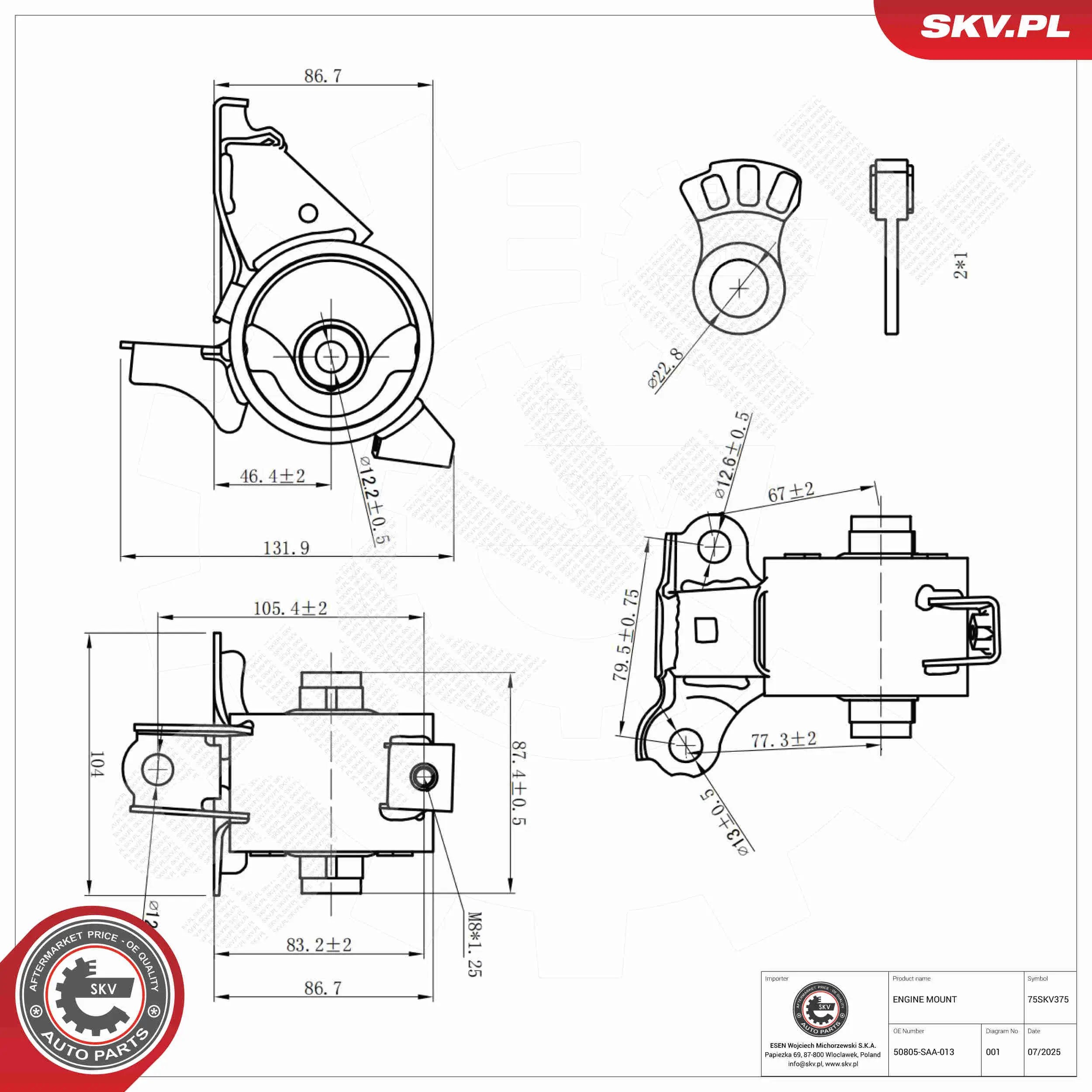 Lagerung, Motor hinten ESEN SKV 75SKV375