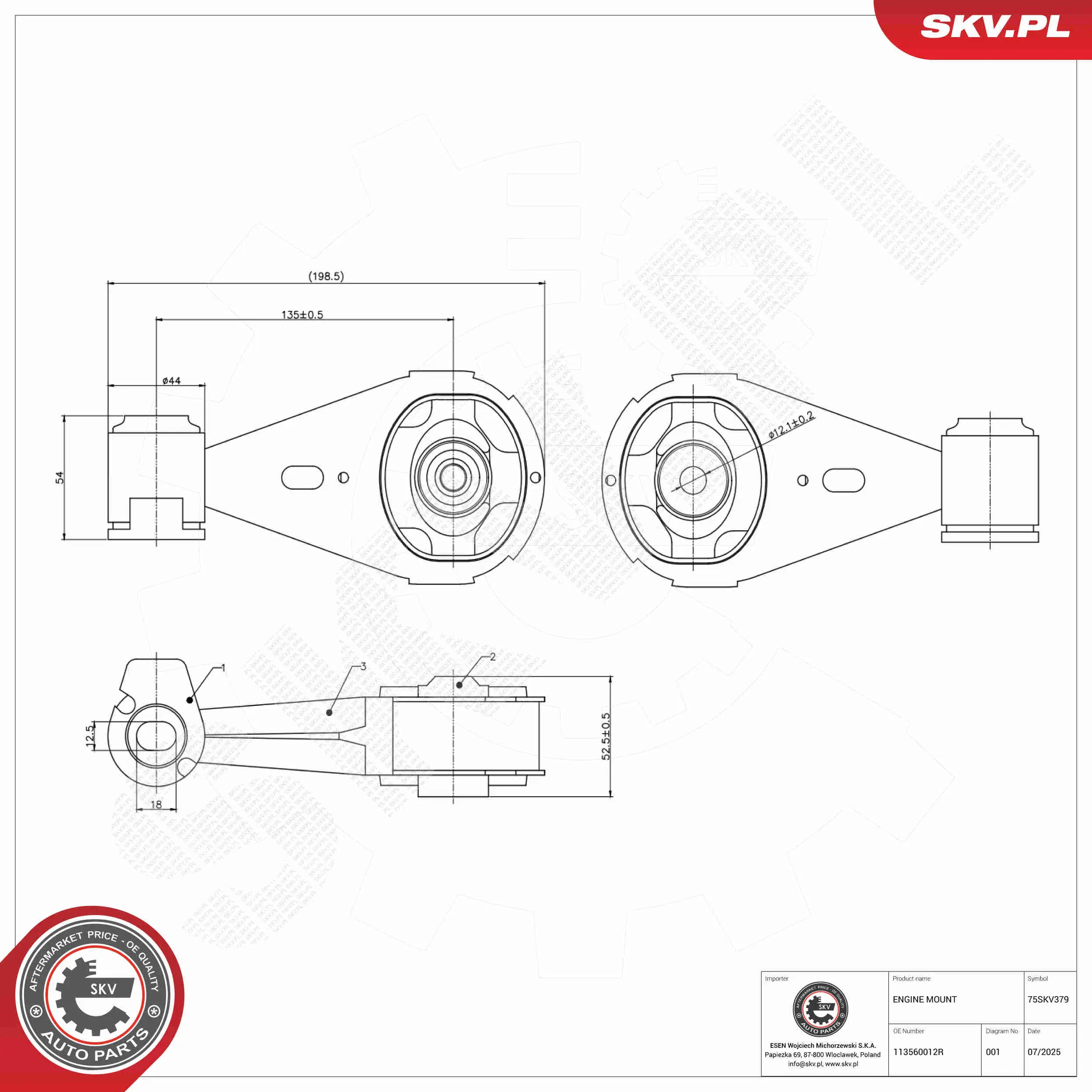 Lagerung, Motor rechts oben ESEN SKV 75SKV379